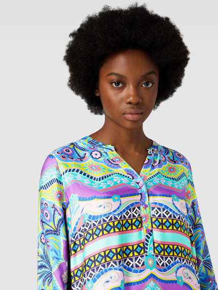 Milano Italy Knielange tuniekjurk van viscose met all-over motief Lila - 3
