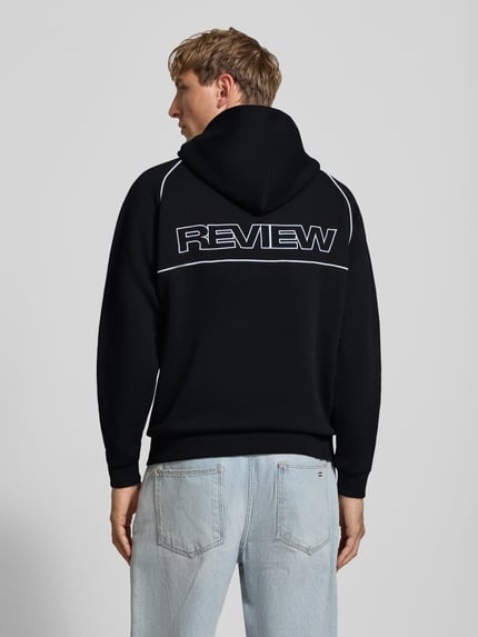 REVIEW Hoodie mit Logoprint und Kontrastspipings Black 5