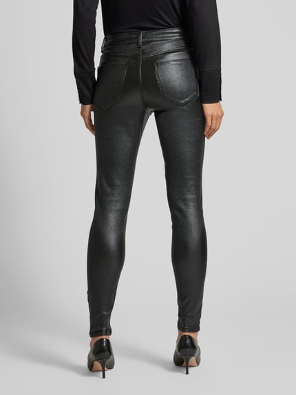 VILA Skinny Fit Jeans mit Glitter-Effekt Modell 'SARAH' Black 5