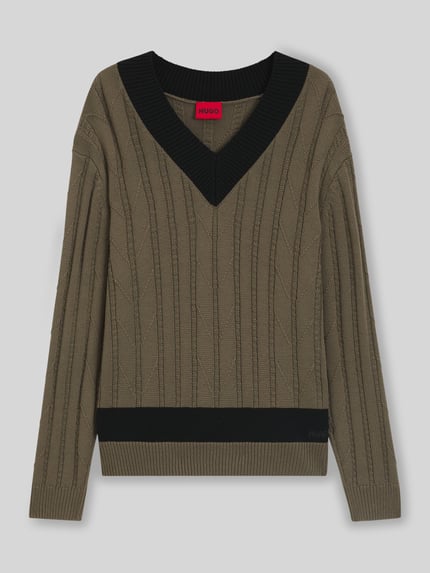 HUGO Oversized Pullover aus Schurwoll-Mix Taupe 2