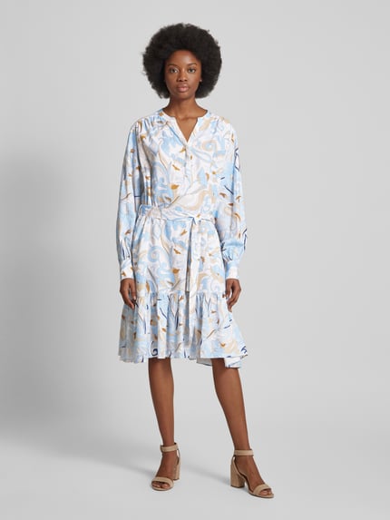 HERZENS Knielanges Kleid aus Leinen-Viskose-Mix Blau 4