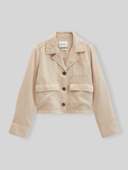 Marc O'Polo relaxed fit korte blazer van puur linnen Zand - 2