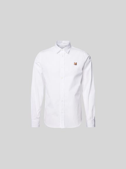 MAISON KITSUNÉ Freizeithemd mit Label-Stitching Weiss 2