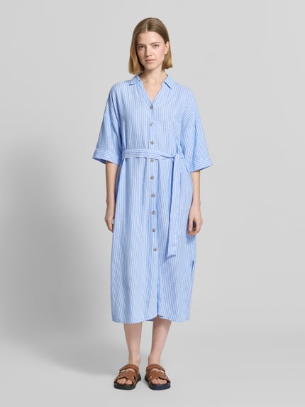 b.young relaxed fit midi-jurk van linnenmix model 'Falakka' Bleu - 4