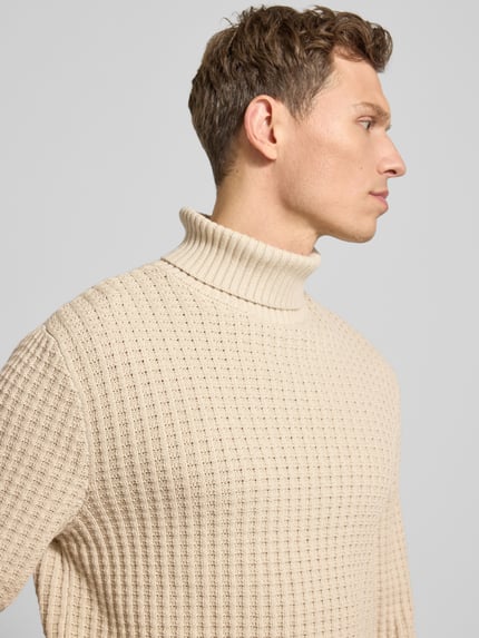 Selected Regular fit coltrui in wafelstructuur, model 'TOM' Offwhite - 3