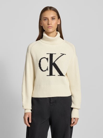 Calvin Klein Jeans Strickpullover mit Rollkragen Offwhite 4