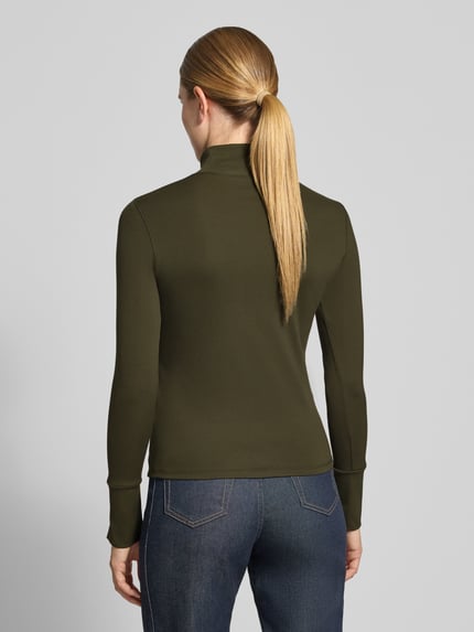 Marc Cain Shirt met lange mouwen met opstaande kraag en sierknopen Kaki - 5