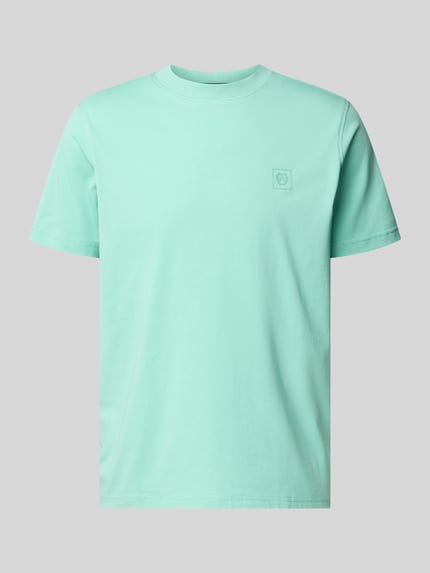 Produktfoto, Regular Fit T-Shirt aus Baumwoll-Mix von Lerros, Unifarbe Mint, Rundhalsausschnitt, Label-Detail, glatte Textur