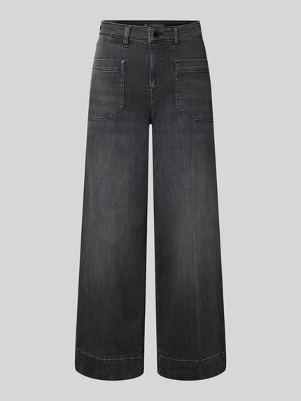 Productfoto, zwarte Wide Fit Jeans uit katoenmix model 'MIRU 6/8' van Raffaello Rossi, dames jeansvariatie