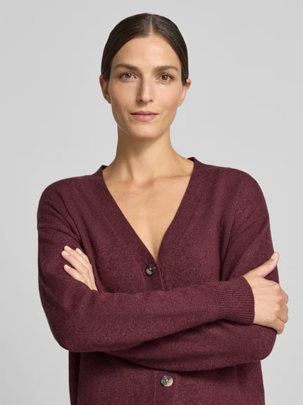 VILA Cardigan mit V-Ausschnitt Modell 'VIRIL' Bordeaux 3