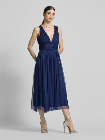 Lace & Beads Cocktailkleid mit Taillenband Marine 1