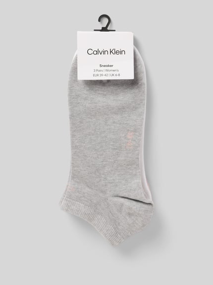 CK Calvin Klein Sneakersokken met labeldetail in een set van 3 paar Lichtroze - 3