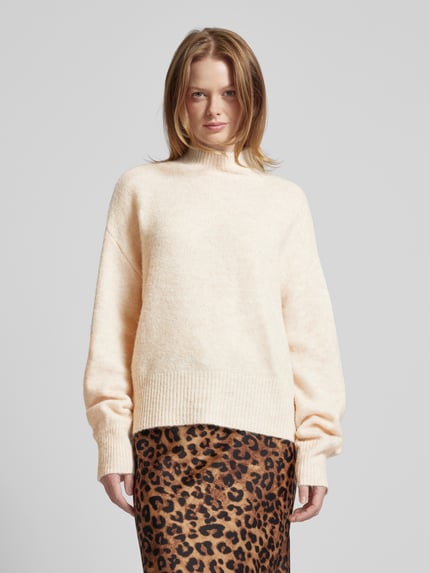 YAS Strickpullover mit Stehkragen Modell 'ANNE' Beige 4