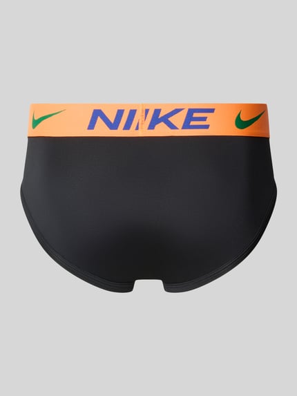 Productfoto, Slip met label in band in set van 3 van Nike voor Heren in zwart en oranje met groene accenten, gladde textuur