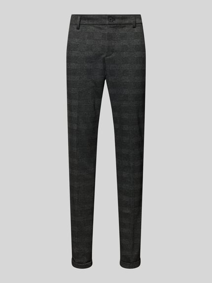 Produktfoto, Slim Fit Chino met viscose-aandeel van Tom Tailor Denim, allover patroon, mid waist, zijzakken, vaste omslag, grijs.