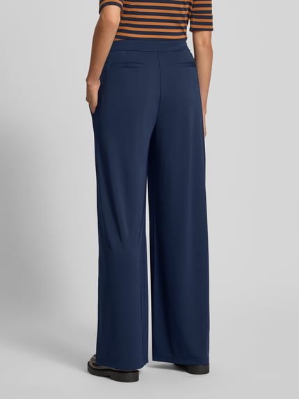 Lauren Ralph Lauren Wide leg stoffen broek met hoge band, model 'CHABRELL' Marineblauw - 5