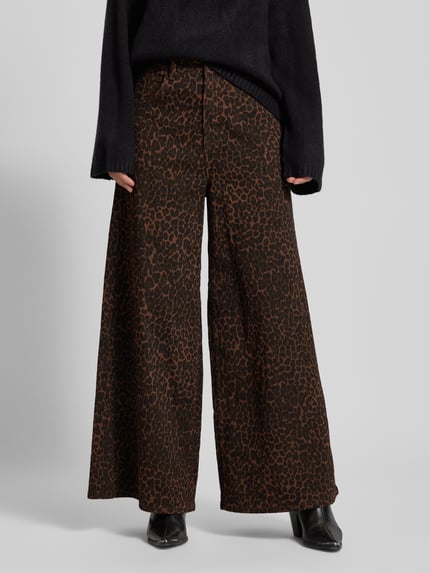 Apricot Wide Fit Jeans mit Animal-Print Modell 'ZOE' Dunkelbraun 4
