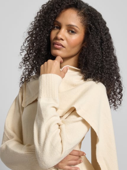Jake*s Collection Strickpullover mit Schal Ecru 3