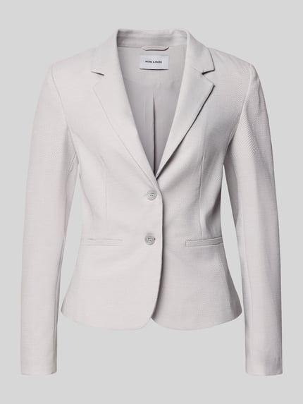 Productfoto, Slim Fit Blazer mit Reverskraag van More & More, materiaal-mix met viscose, knoopsluiting en paspelzakken, lichtgrijs, fijne structuur