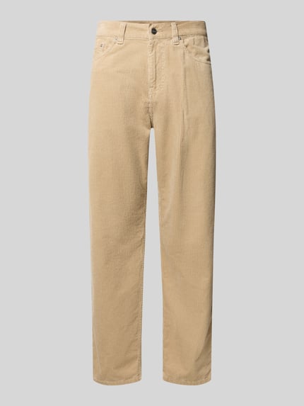 Produktfoto, Straight Fit Hose aus reiner Baumwolle in Cord-Optik von Carhartt Work In Progress, 5-Pocket-Design, beige, strukturierte Oberfläche