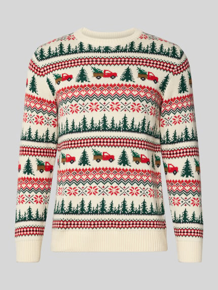 Lindbergh Strickpullover im Allover-Look Modell 'Winter village' Offwhite 2