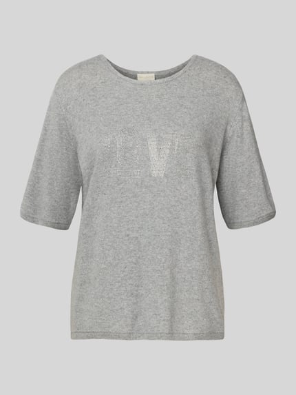Milano Italy Regular fit gebreid shirt met kasjmier Antraciet - 2