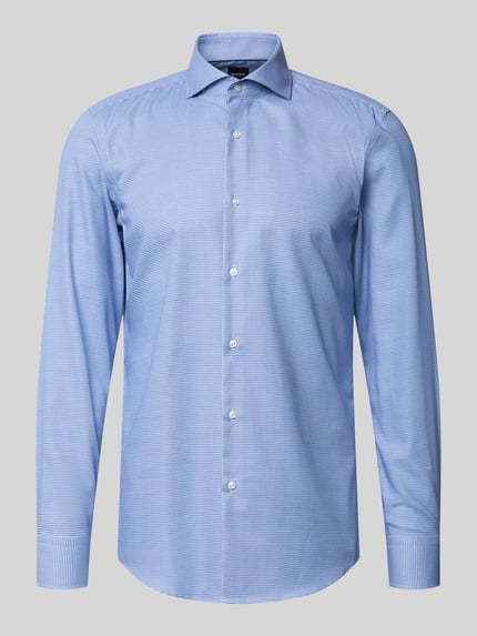 Produktfoto, Slim Fit Businesshemd aus reiner Baumwolle Modell 'H-HANK-Sp-B1-C1-263' von BOSS in Hellblau mit feinem Karo-Muster, Herren Businesshemd
