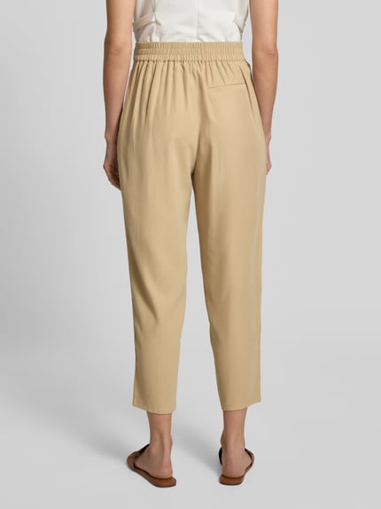 Jake*s Casual Tapered fit stoffen broek met bandplooien Zand - 5