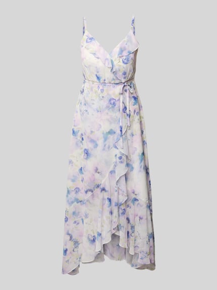 Jake*s Cocktail Midi-jurk met volants en strikceintuur Ecru - 2