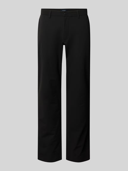 Produktfoto, Slim Fit Hose mit Gesäßtaschen von MCNEAL in Schwarz, glatte Textur, Eingrifftaschen, Knopf-Reißverschluss, Bundweite 45 cm, Innenbeinlänge 82 cm, Herren Größe M
