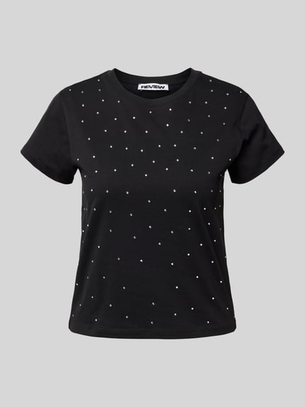 REVIEW T-shirt zdobiony kamieniami Czarny 2