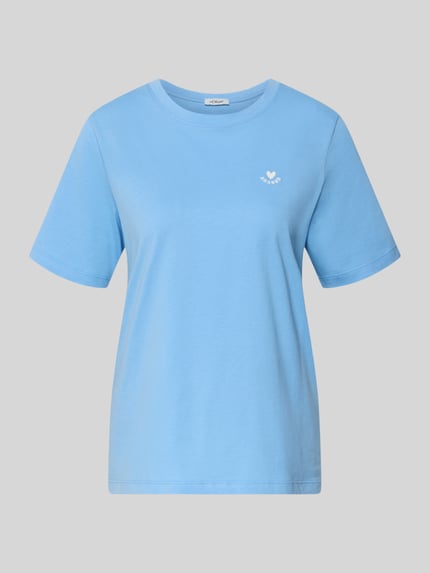 Produktfoto, Regular Fit T-Shirt aus reiner Baumwolle von s.Oliver RED LABEL, efekt: jednolity kolor, krój regular fit, haft, okrągły dekolt, krótki rękaw, bawełna