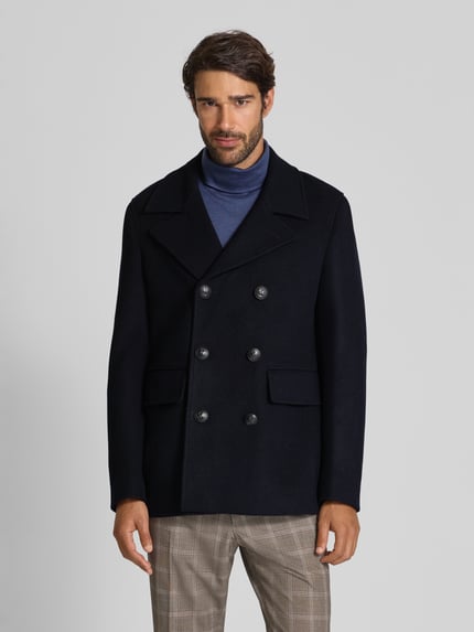 Manuel Ritz Regular Fit Mantel aus Woll-Mix Marine 4