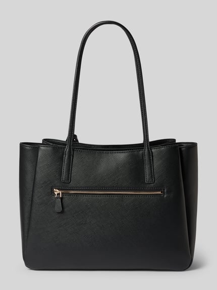 Produktfoto, Tote Bag in Leder-Optik Modell 'Noelle' van GUESS met magneetsluiting, smalle schouderbanden, logodetail, hoofdvak, breedte 39 cm, lengte 28 cm, diepte 14 cm, bandlengte 64 cm, kleur zwart, structuur in leerlook