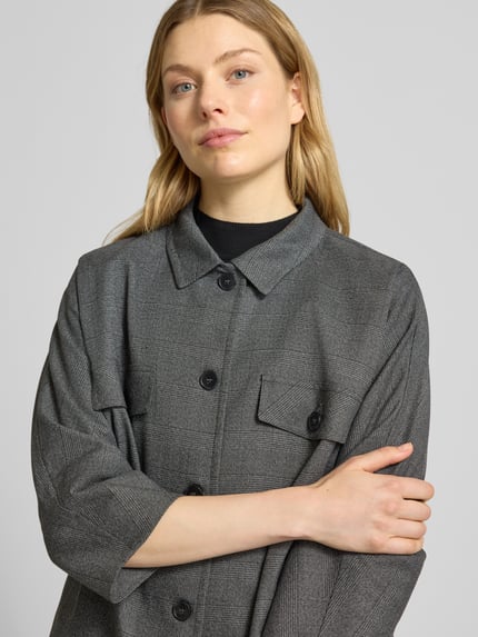 MORE & MORE Relaxed fit blazer met knoopsluiting en 3/4-mouwen Antraciet - 3