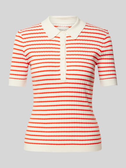 GANT Poloshirt mit gerippten Abschlüssen Koralle 2