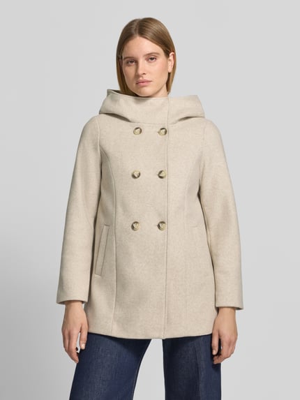 VERO MODA Regular fit lange jas met capuchon model 'FORTUNESHILA' Ecru gemêleerd - 4