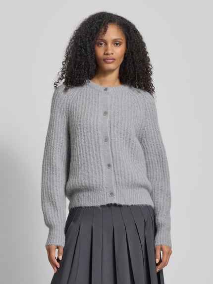 Fynch-Hatton Loose Fit Strickjacke aus Alpaka-Mix mit Woll-Anteil Hellgrau Melange 4