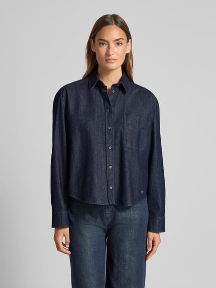 Weekend Max Mara Bluzka jeansowa o kroju oversized z czystej bawełny model ‘OBBIA’ Ciemnoniebieski 4