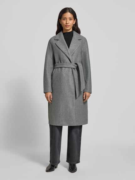 VERO MODA Relaxed Fit Mantel mit Bindegürtel Modell 'FORTUNEAYA' Mittelgrau Melange 4