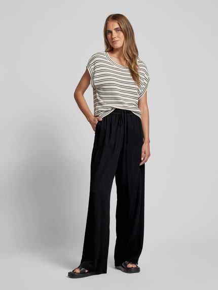 Kaffe Wide leg stoffen broek van een mix van viscose en linnen, model 'MILIA' Zwart - 1