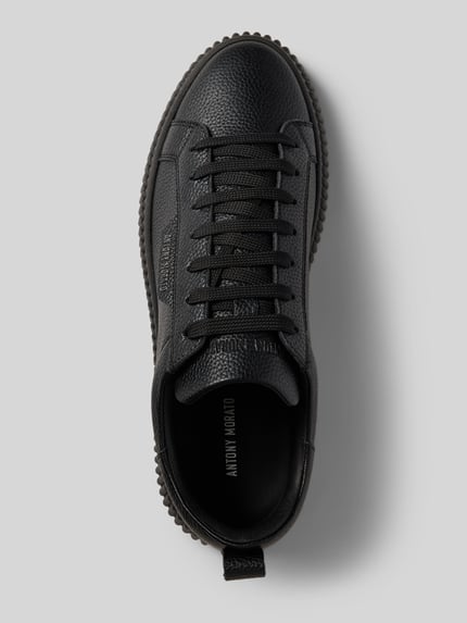 Productfoto, Sneaker aus Leder Modell 'HOPPER' van Antony Morato in zwart met afgeronde punt, vetersluiting, labeldetail, echt leer, hakhoogte maat 44: 5 cm, schachthoogte maat 44: 8 cm, schachtbreedte maat 44: 7 cm, heren sneakers