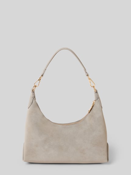 Produktfoto, Shoulder Bag in Leder-Optik Modell 'Rena' van Seidenfelt, dames schoudertas met Hoofdvak met ritssluiting, Afneembare schouderband, logodetail, Breedte maat 1: 28 cm, Lengte maat 1: 24 cm, Diepte maat 1: 10 cm, bandlengte maat 1: 58 cm, beige kleur met gladde textuur