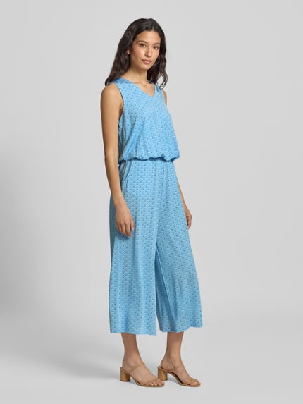 Milano Italy Jumpsuit mit V-Ausschnitt Bleu 1