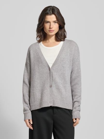 Fynch-Hatton Relaxed Fit Cardigan aus reiner Wolle in Strick-Optik Hellgrau Melange 4