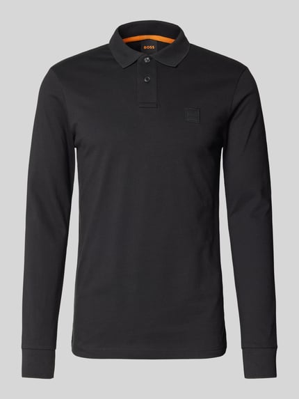 BOSS Orange Koszulka polo z detalem z logo Czarny 2