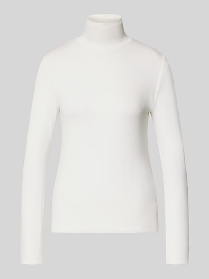 Produktfoto, witte Longsleeve met opstaande kraag, slim fit, Viscose-mix met stretch, Longsleeve mit Stehkragen Modell 'Kirosie' van Someday