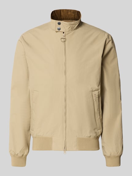 Produktfoto, Regular Fit Blouson mit Stehkragen Modell 'Royston' von Barbour in Optik: Unifarben, Zweiwege-Reißverschluss, Label-Schriftzug, Luftlöcher Nieten, langarm, gerippter Ärmel- und Rumpfabschluss, seitliche Eingrifftaschen mit Reißverschluss, Innentaschen