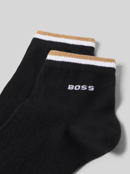 Produktfoto, Socken mit Label-Print im 2er-Pack von BOSS aus Baumwoll-Mix mit Stretch-Anteil, Kontraststreifen und elastischem Rippenbündchen.
