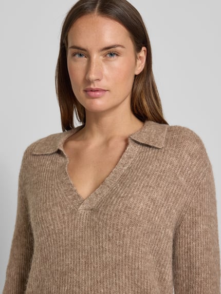 FREE/QUENT Slim Fit Strickpullover mit Woll-Anteil Modell 'Hil' Taupe 3
